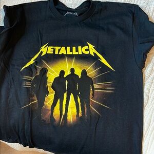 Metallica Women's Black Short Sleeve Tee with Yellow Graphic